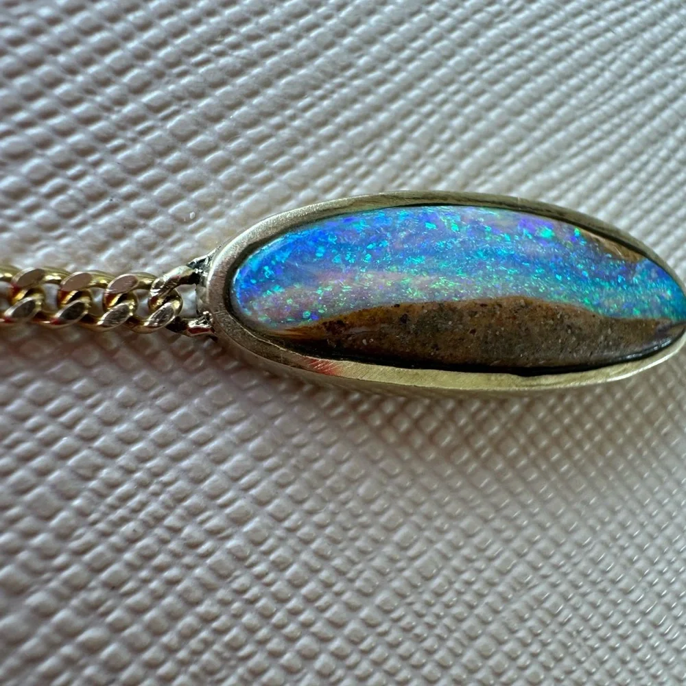 14k Gold Solid Opal Bracelet - Picture 5 of 16